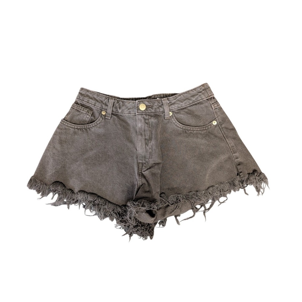 H&M Cut Off Denim Shorts Womens 4 Chocolate Brown Beach Festival Indie Grunge
